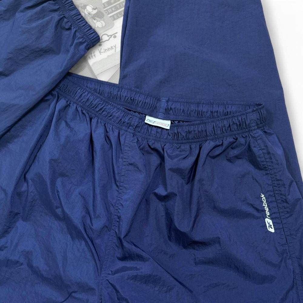 Vintage 90s Reebok Navy Blue Baggy Windbreaker Track Pants Joggers Mens 2XL